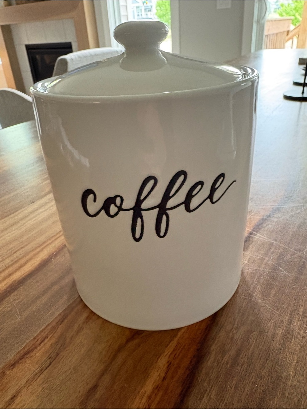 Threshold White Ceramic Coffee Canister with Black Script
